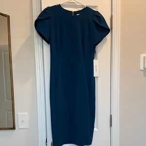 Calvin Klein Women's Teal Tulip Sleeve Dress